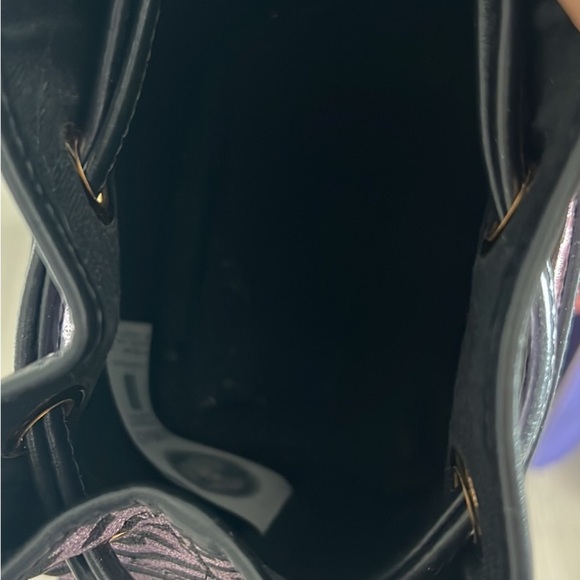 Versace La Greca Bucket Bag Black and Purple Glitter Print - Picture 4 of 6